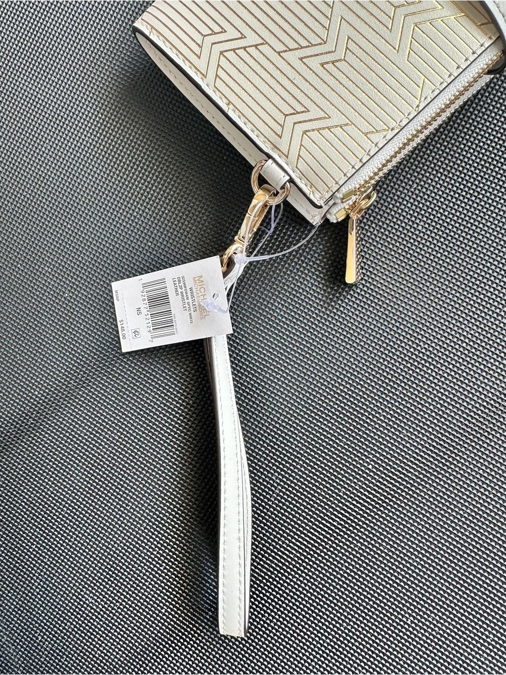 NWT Michael Kors Jet Set Large Double Zip Chevron Pattern Wristlet Wallet